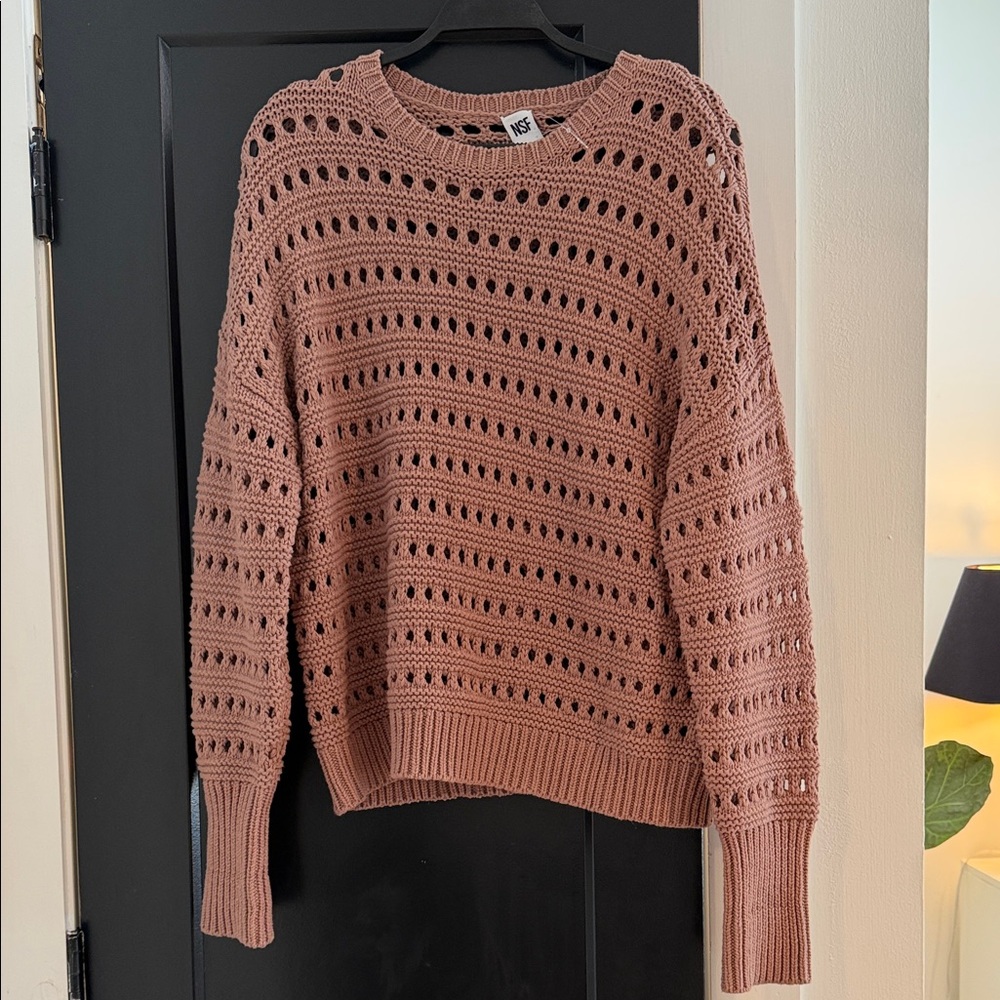 NSF Women's Eyelet Knit Sweater - Brown